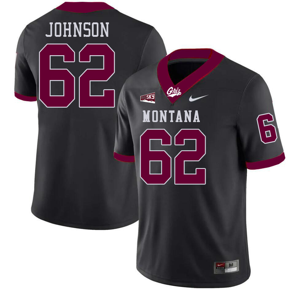 Montana Grizzlies #62 Everett Johnson College Football Jerseys Stitched Sale-Black